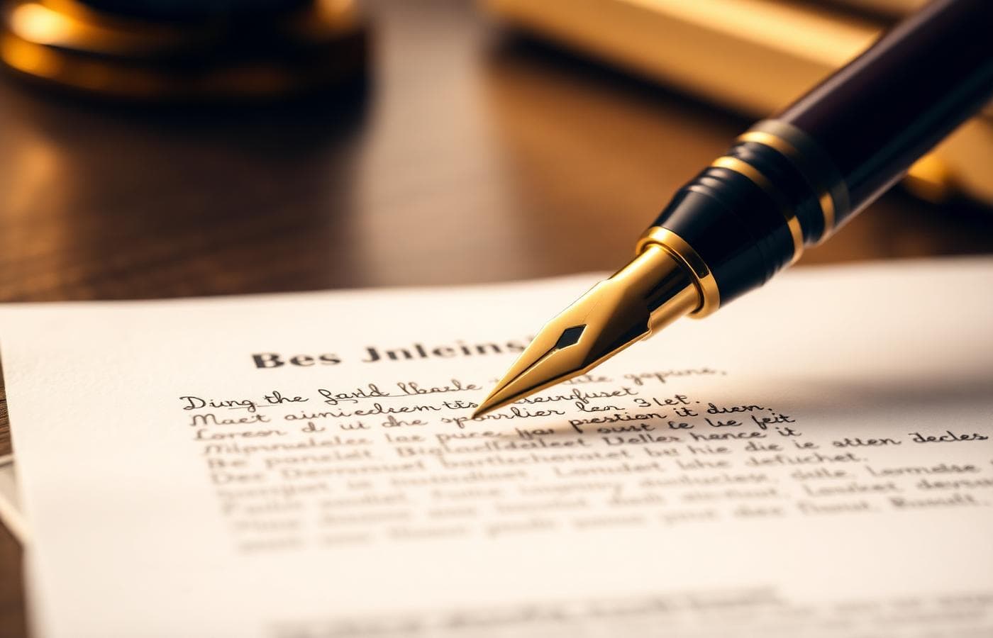 Vulpen op een juridisch document